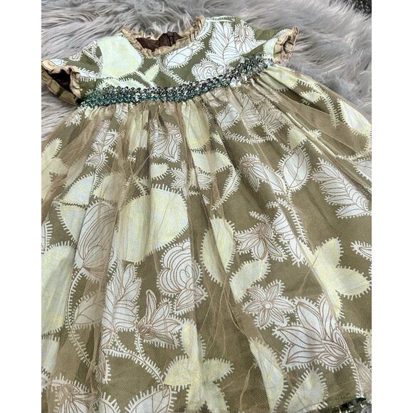 Trish Scully Child Dress Designer Girl's 6M Fall Holiday Ruffle Sequin Mint Aqua - Picture 2 of 3